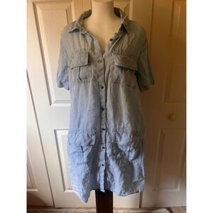 Sundance 100% Linen Utility Dress Gardening Cowgirl Size M